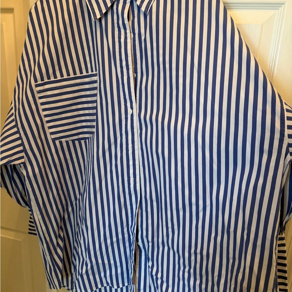 Fashion Nova Striped Blue and White Top - Picture 3 of 5
